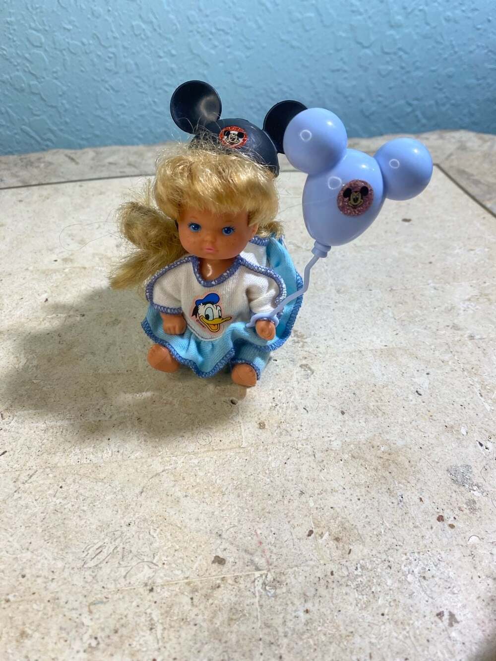 Vintage Mattel Disney Wee 3 Friends Doll with Donald Duck Shirt and Balloon